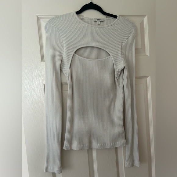 Agolde Women's White Lyza Cut Out Rib Top Size Medium